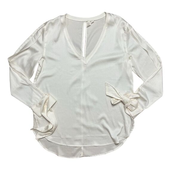 Ivory Business Casual Tie Sleeve Blouse - Picture 2 of 10